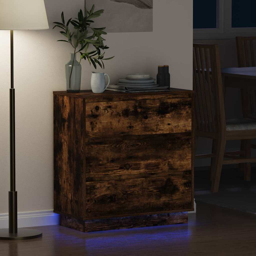 Bedside Cabinet Smoked oak 71 x 34.5 x 75 cm Engineered wood